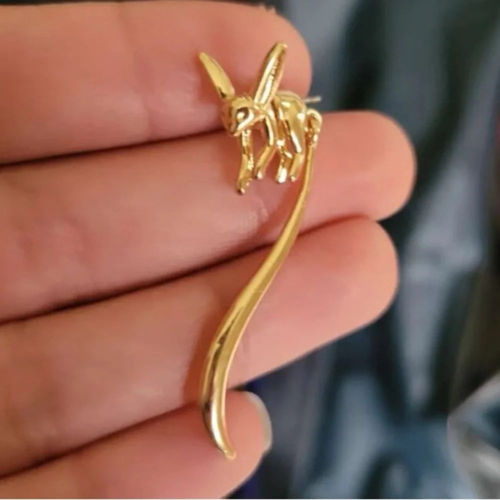 Foxy 🦊 Fun & Unique Gold Ear Jacket Earrings - Picture 5 of 9